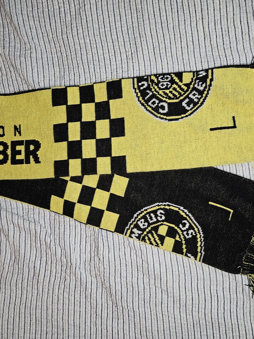 Black & Yellow Soccer Scarf with Checkered Design